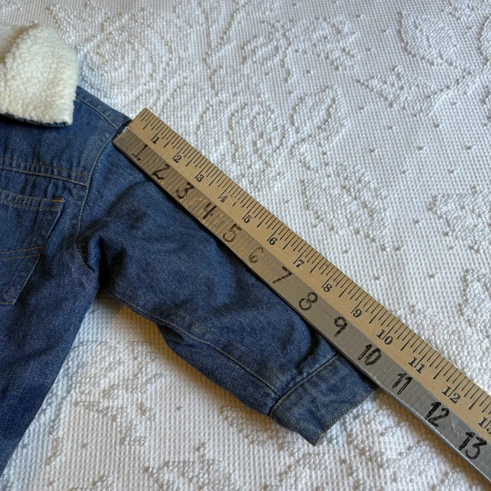 Levi's Sherpa Jacket Toddler Sz 18 Mo VTG Blue‎ Denim Cute Pockets Y2K Little